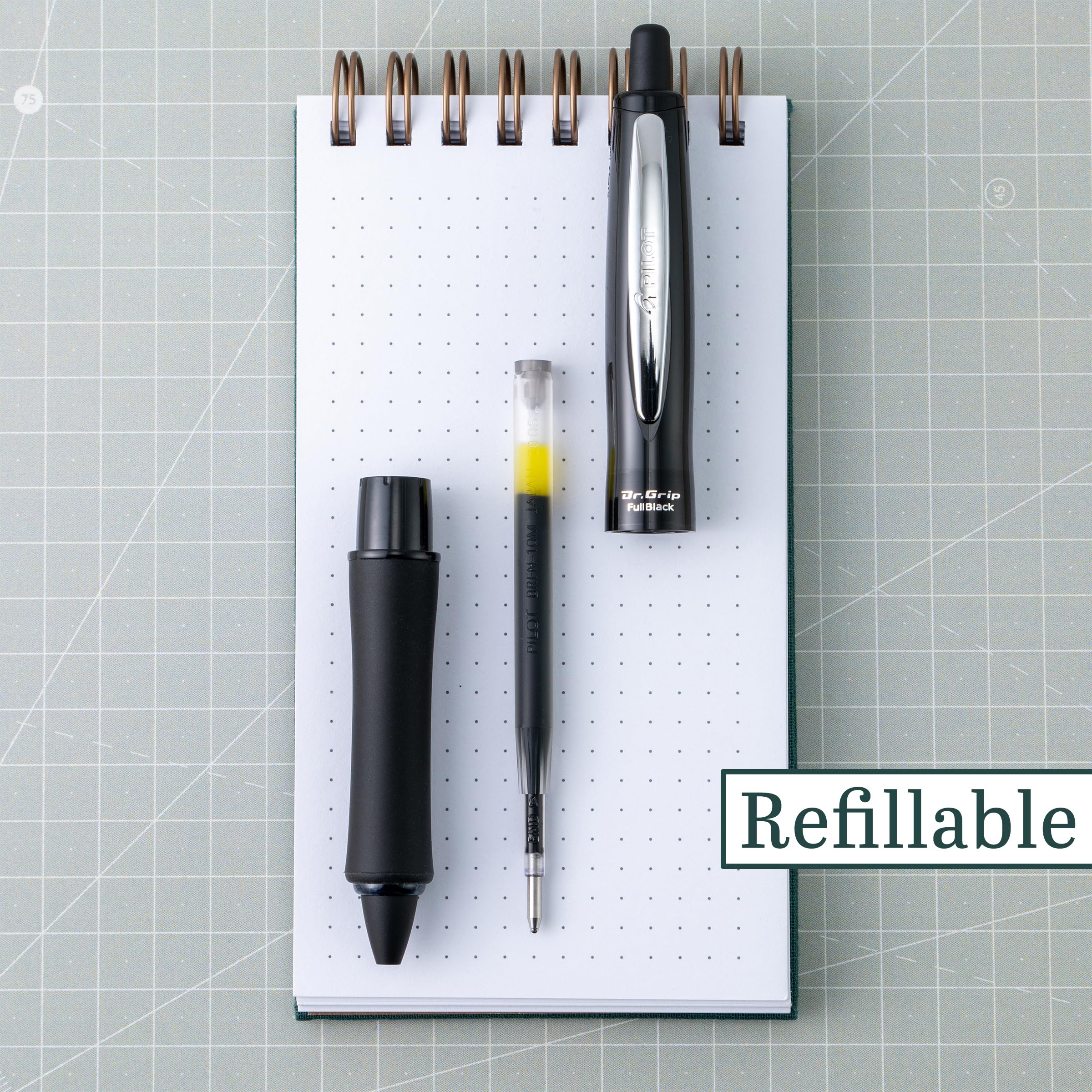 PILOT Dr. Grip FullBlack Refillable & Retractable Ballpoint Pen, Medium Point, Black Ink, Single Pen (36193)- Ideal for School, Journaling & Office Writing - Image 3
