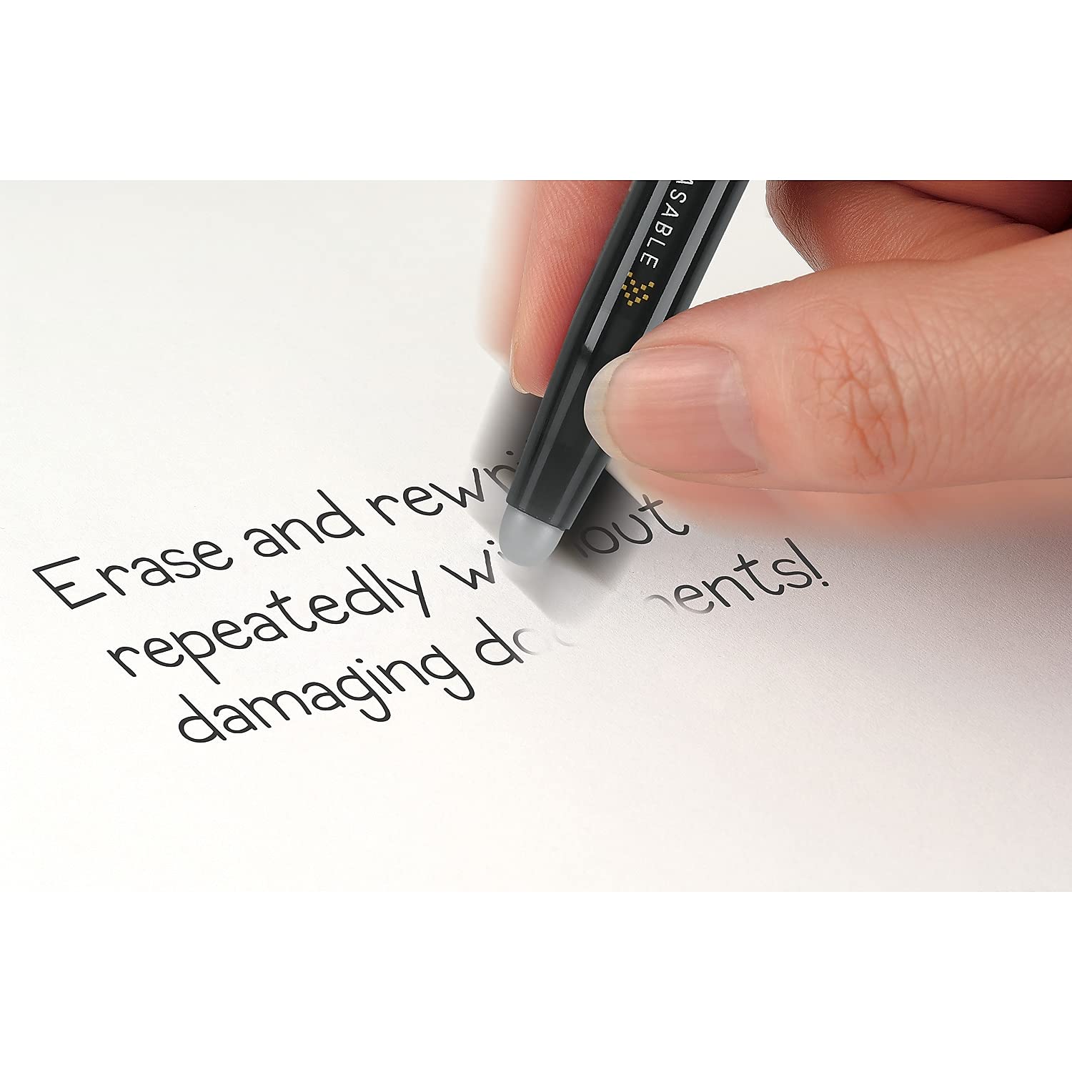 Pilot, FriXion Ball Erasable & Refillable Gel Ink Pens, Fine Point 0.7 mm, Pack of 3, Black - Image 4