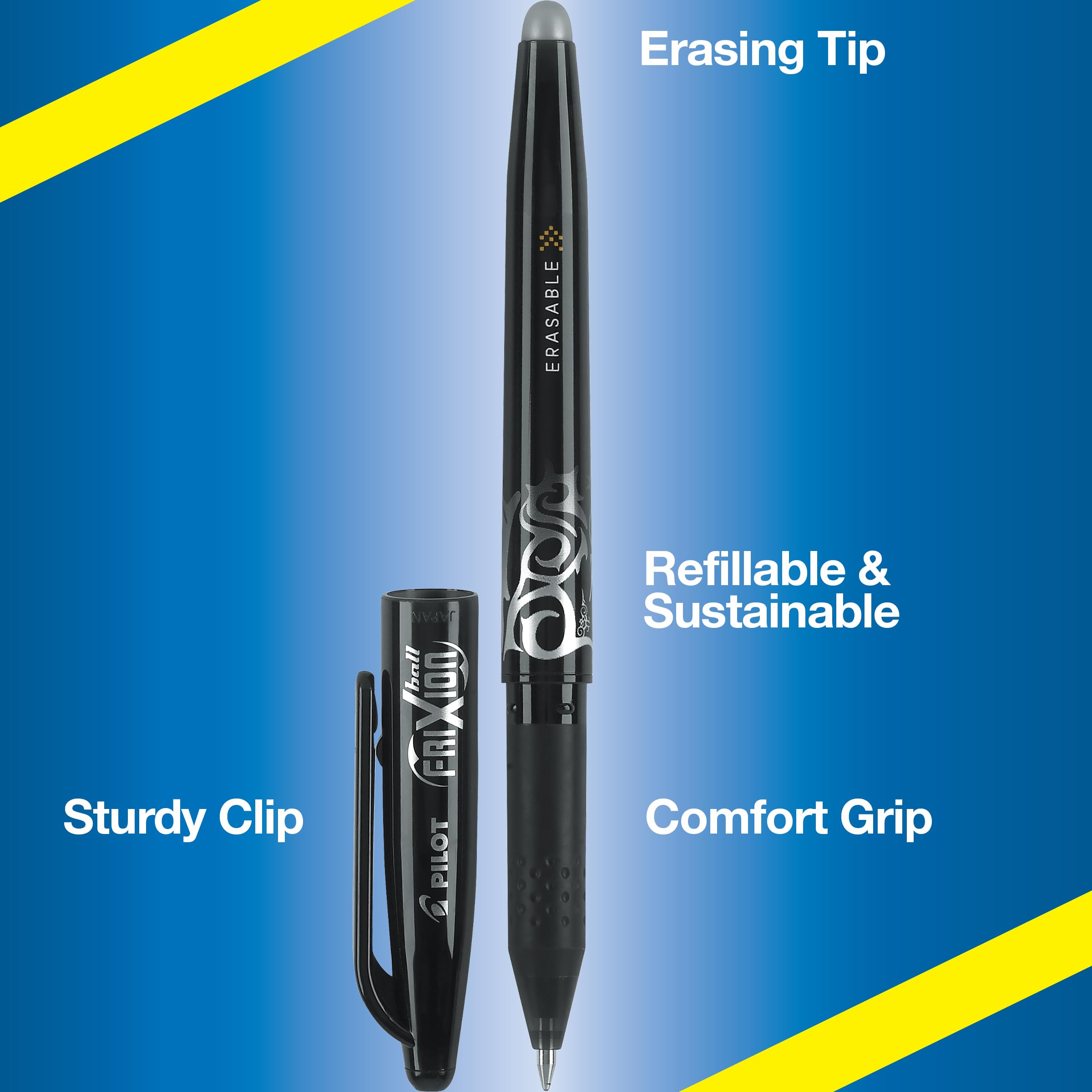 PILOT FriXion Ball Erasable & Refillable Gel Ink Stick Pens, Fine Point, Black & Blue Ink, 14-Pack - Image 3