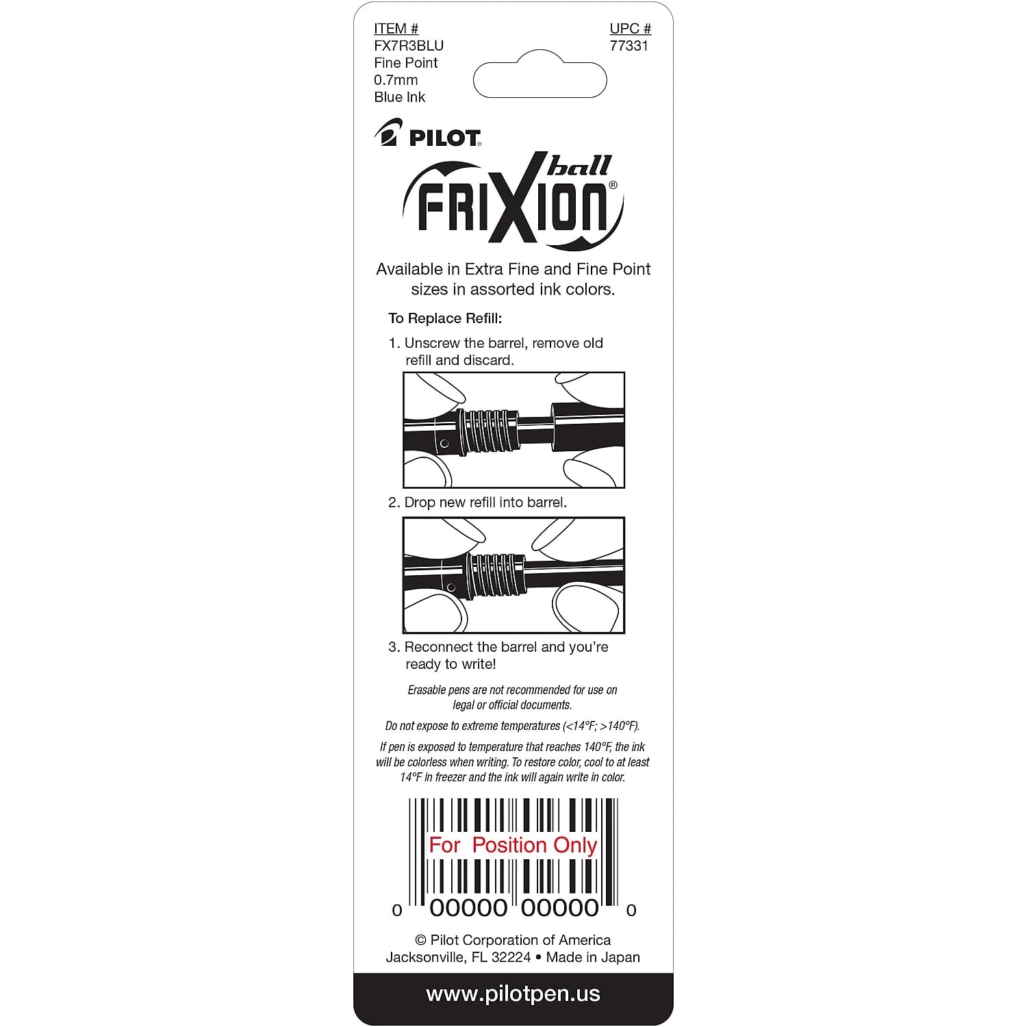 Pilot, FriXion Ball Gel Ink Refills for Erasable Pens, Fine Point 0.7 mm, Pack of 3, Blue - Image 4