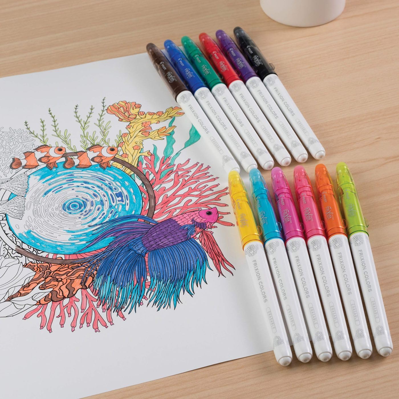 PILOT Pen 44155 FriXion Colors Erasable Marker Pens, Bold Point, Assorted Color Inks, 12-Pack - Image 5